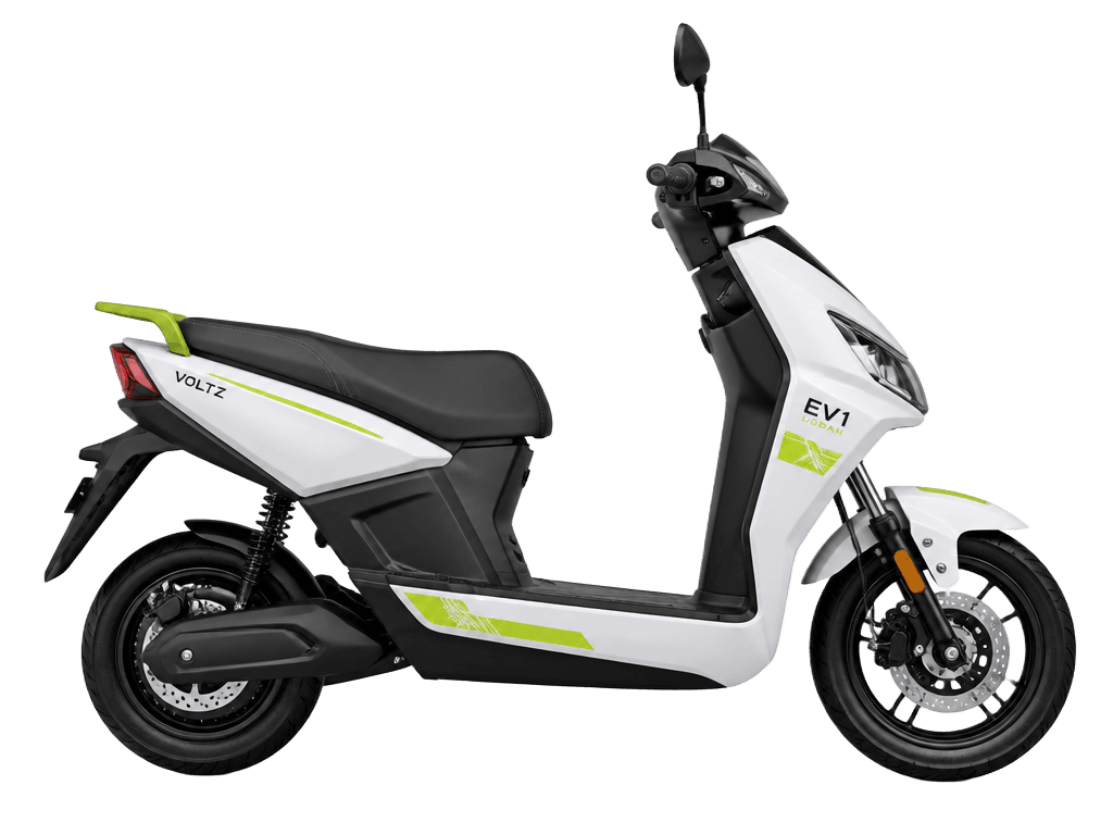 E-scooter elétrica branca com detalhes em verde